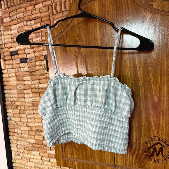 Y2K American Eagle gingham rouched crop tank top size XS - Picture 4 of 5